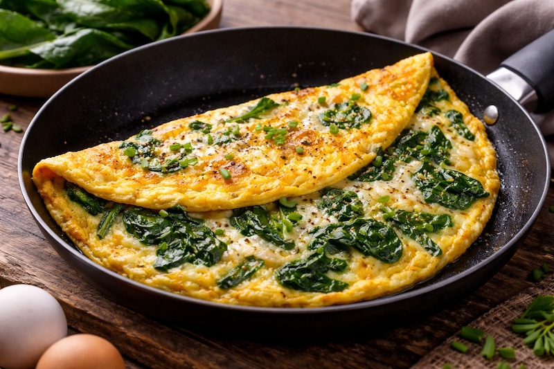 Omelette épinards et fromage