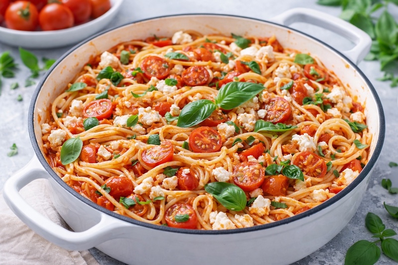 One pot pasta tomate feta basilic